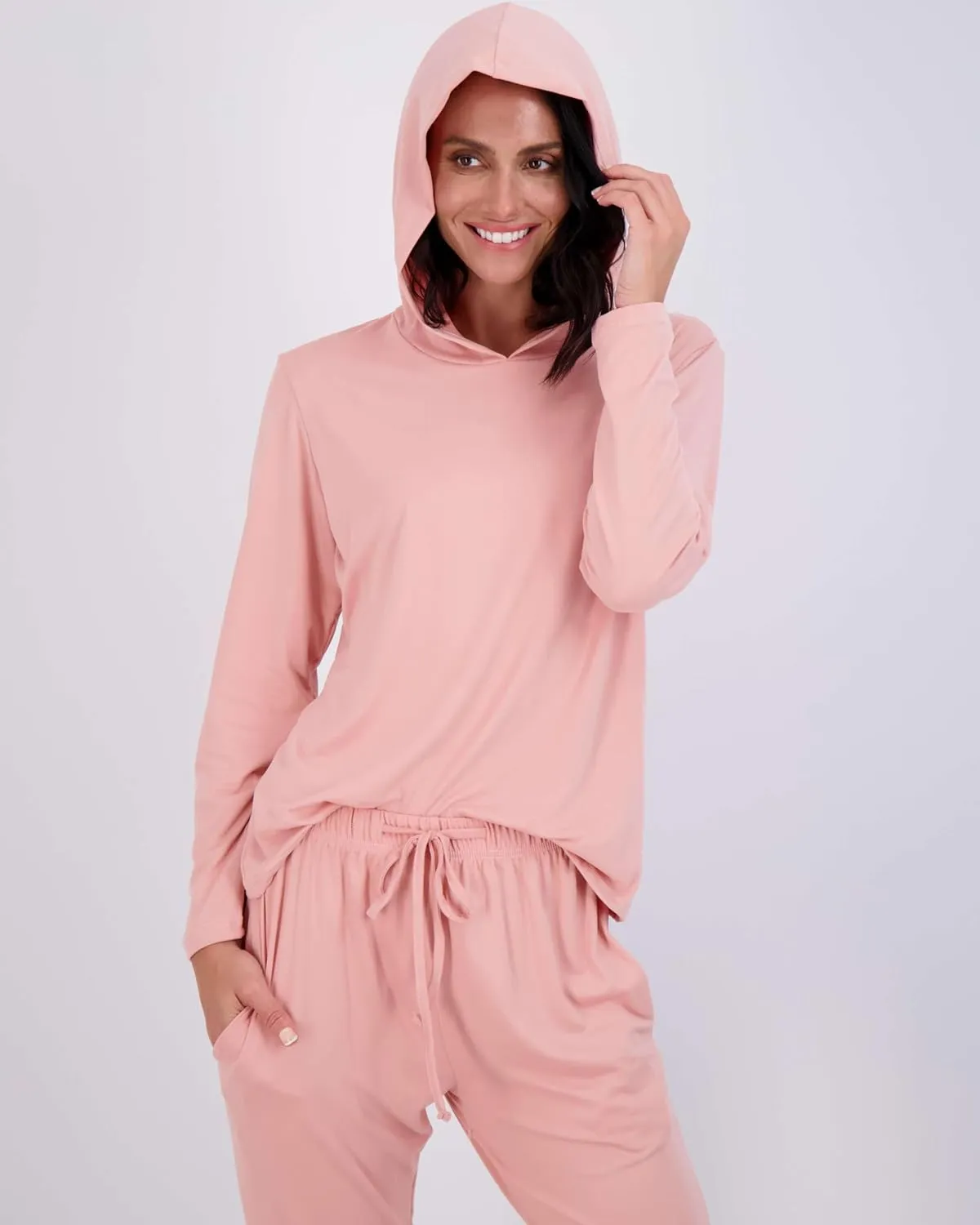 Real Essentials 2 Pack: Women's Soft Long Sleeve Sleep Set - Comfortable Lounge Pull Over Hoodie and Henley Jogger