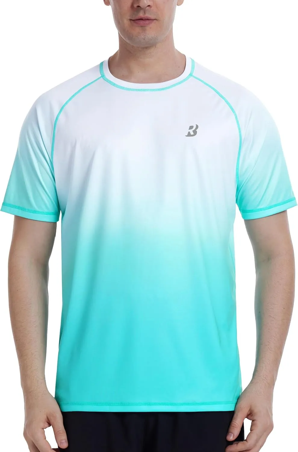 Roadbox Men's Swim Shirts Short Sleeve, UPF 50  UV Sun Protection SPF Rash Guard, Quick Dry Surf Water Beach Fishing T Shirt