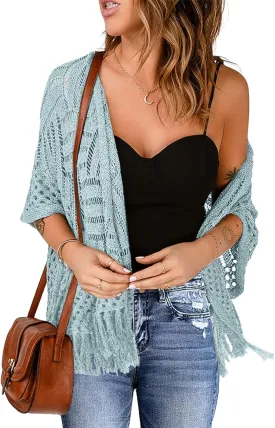 Sidefeel Women's 2025 Cropped Crochet Top Lightweight Summer Cardigan Beach Kimono Cover Ups