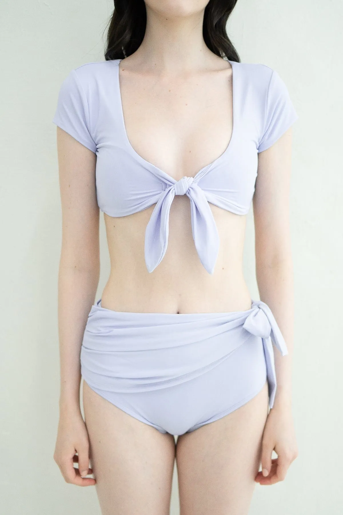 SLEEVED FRONT-TIE BIKINI TOP
