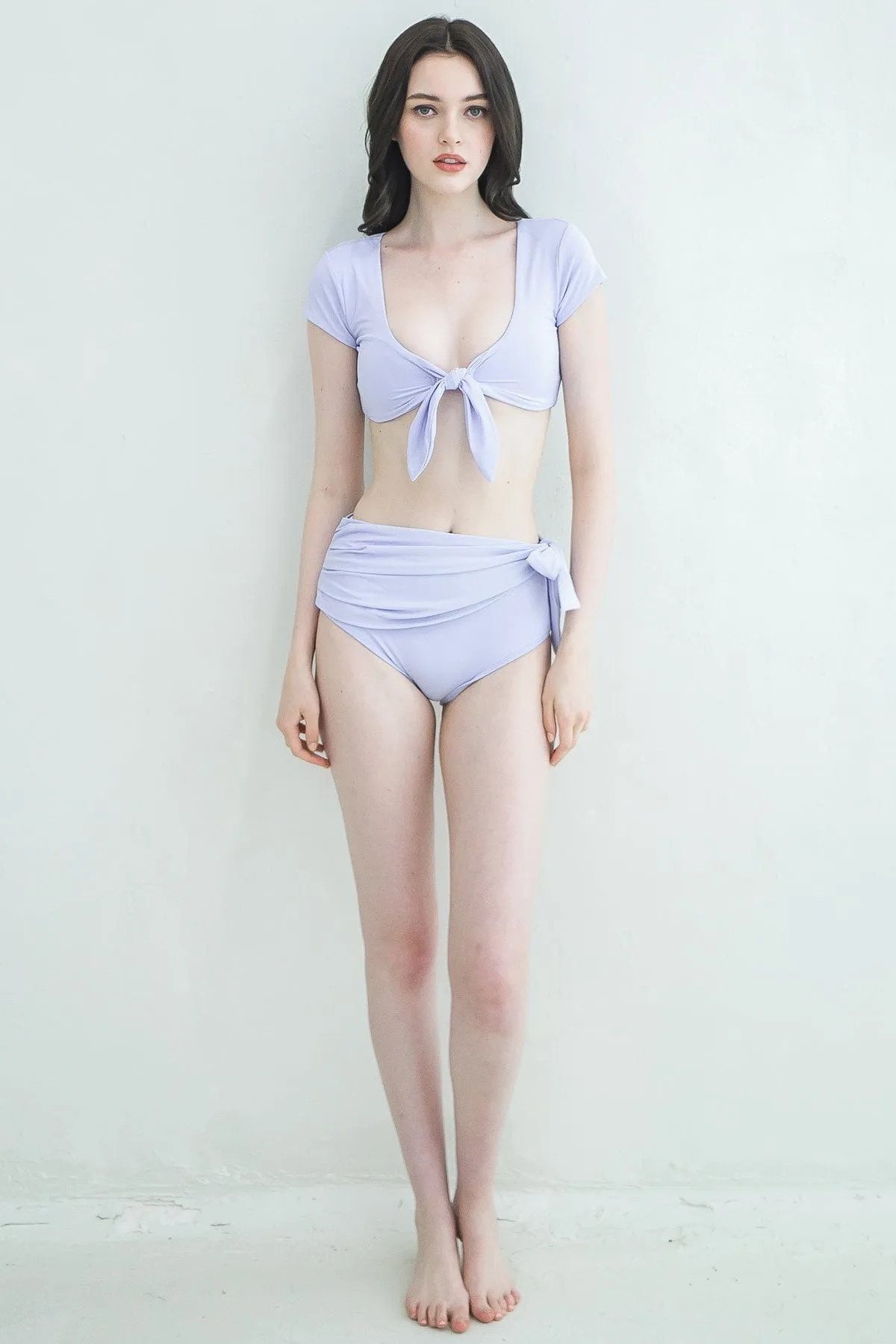 SLEEVED FRONT-TIE BIKINI TOP
