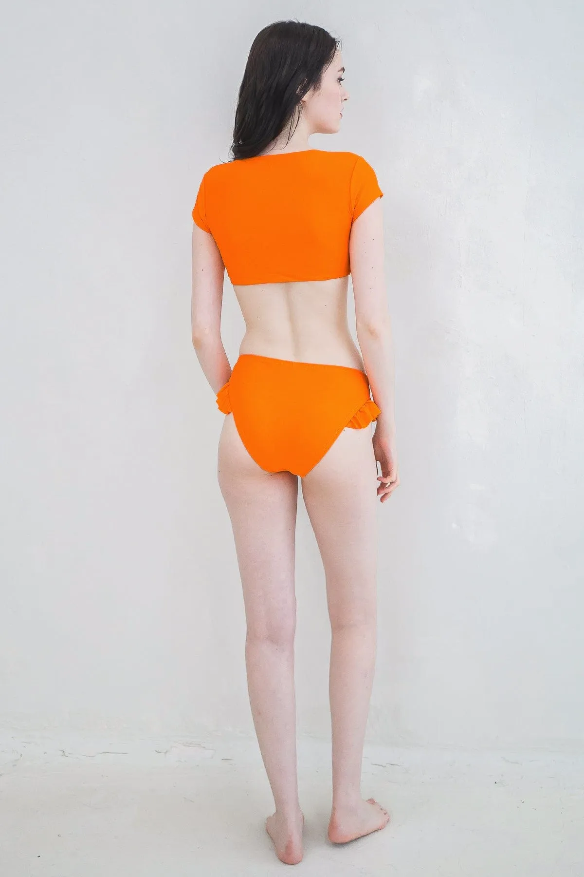 SLEEVED FRONT-TIE BIKINI TOP