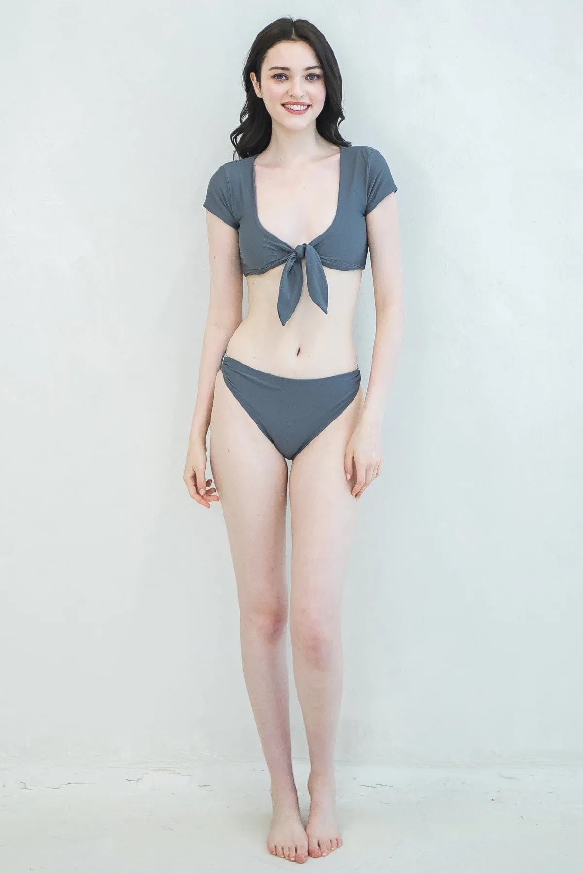 SLEEVED FRONT-TIE BIKINI TOP