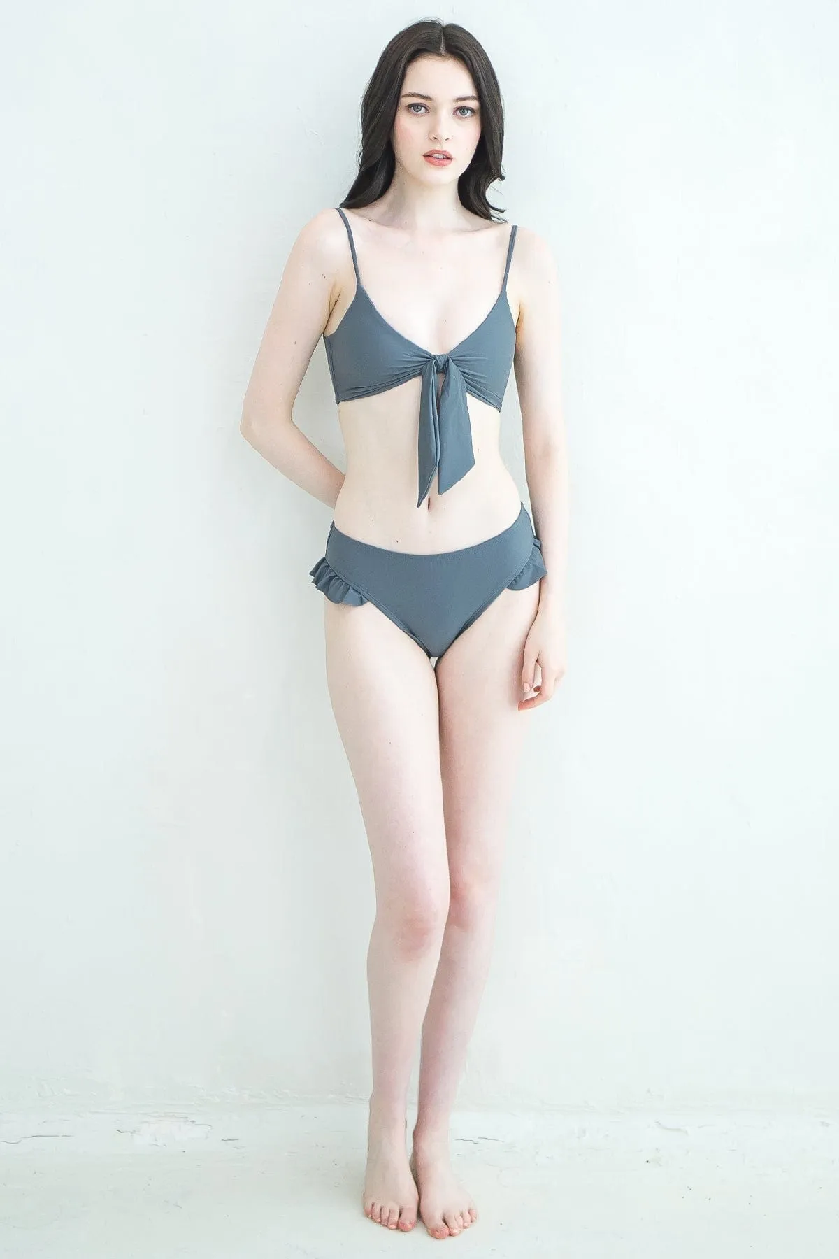 SLIM STRAPS RIBBON TIE BIKINI TOP