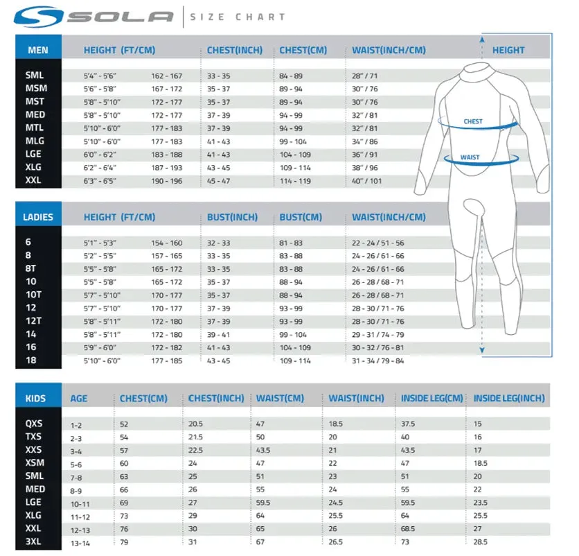 Sola Kids System 5/4mm Front Zip Wetsuit Black