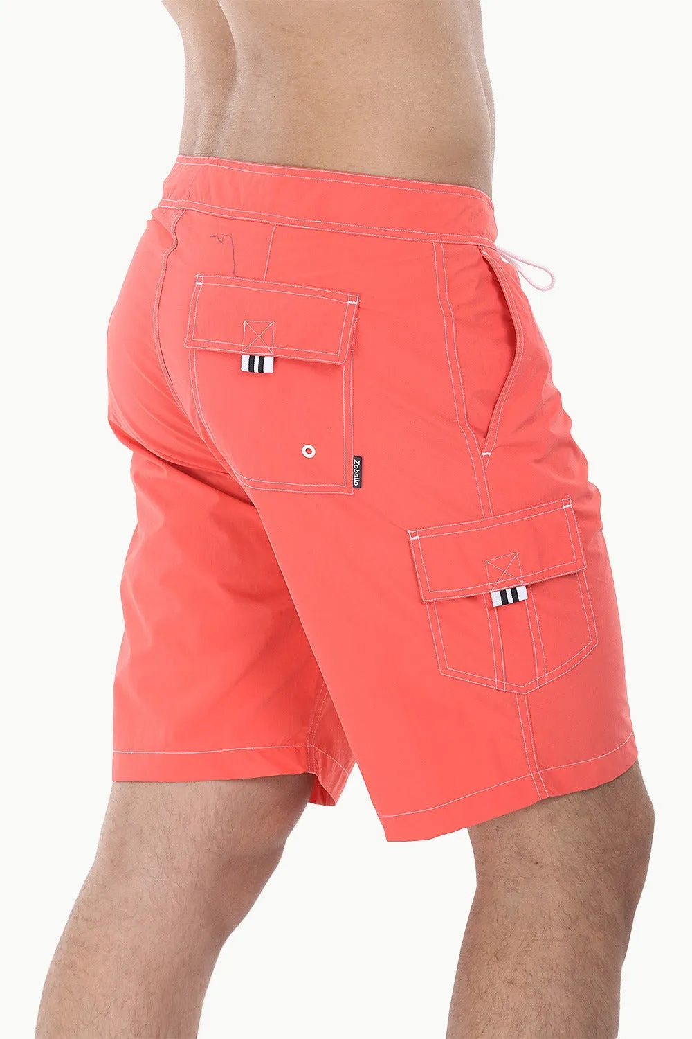 Solid Quick Dry Cargo Board Swim Shorts