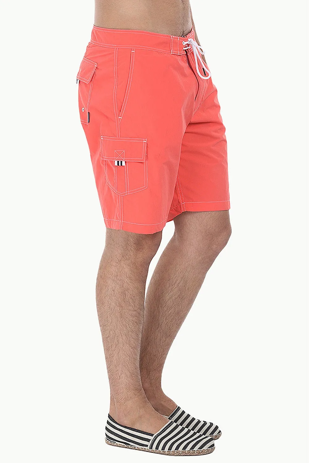 Solid Quick Dry Cargo Board Swim Shorts