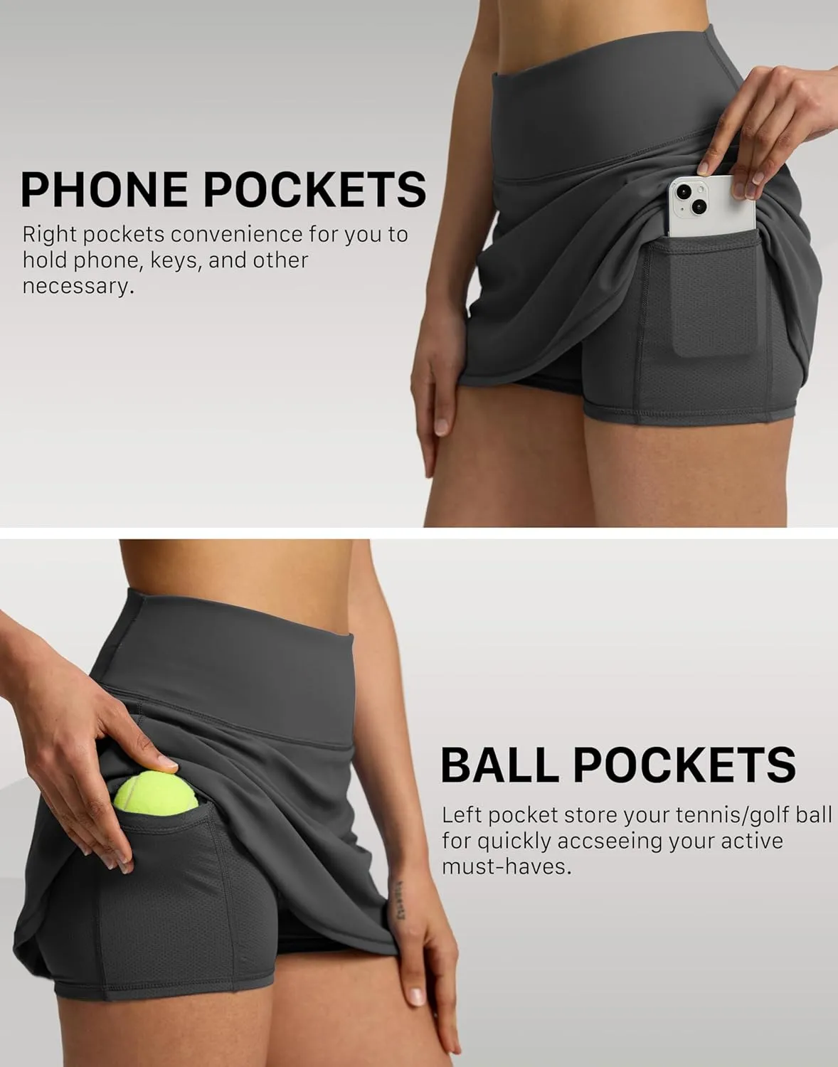 Soothfeel Tennis Skirts for Women High Waisted Golf Skirt with Shorts Pockets Workout Athletic Skort for Summer Casual
