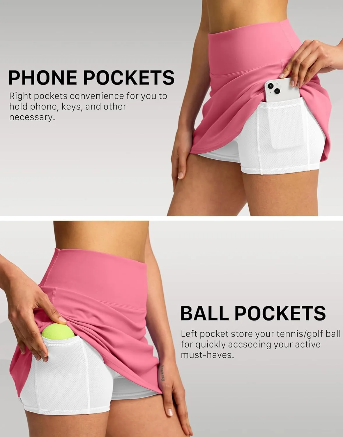 Soothfeel Tennis Skirts for Women High Waisted Golf Skirt with Shorts Pockets Workout Athletic Skort for Summer Casual