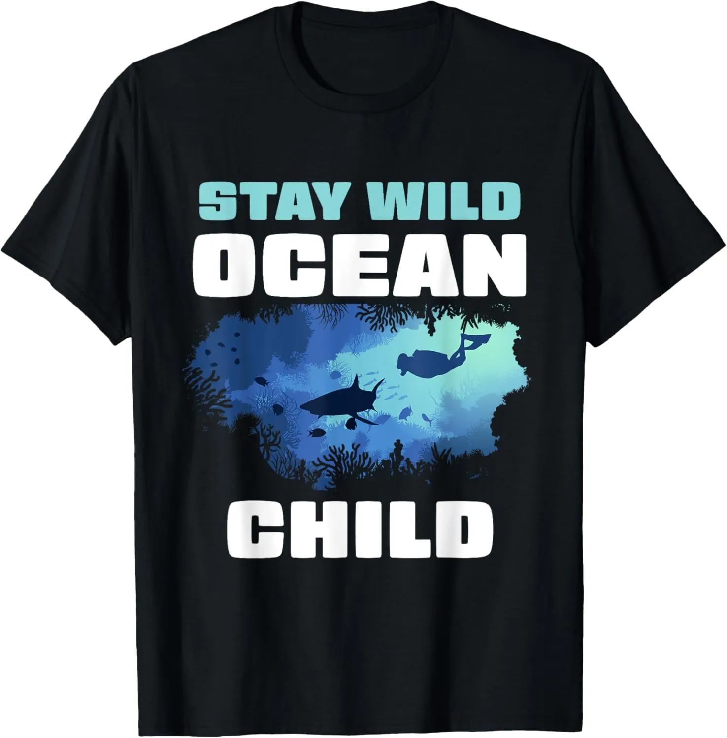 Stay Wild Ocean Child Beach Wave Surfing Adventure Print T-Shirt
