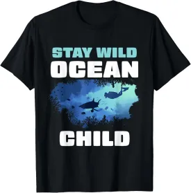 Stay Wild Ocean Child Beach Wave Surfing Adventure Print T-Shirt