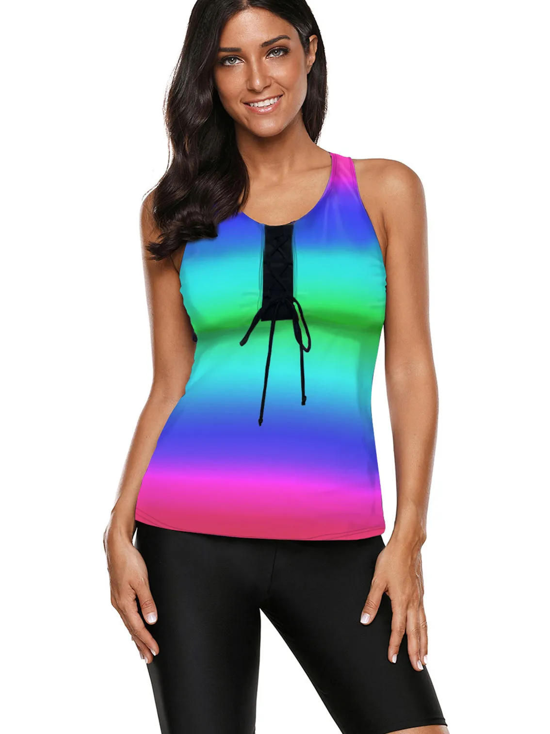 Striped Print Two Piece Women's Swimsuit