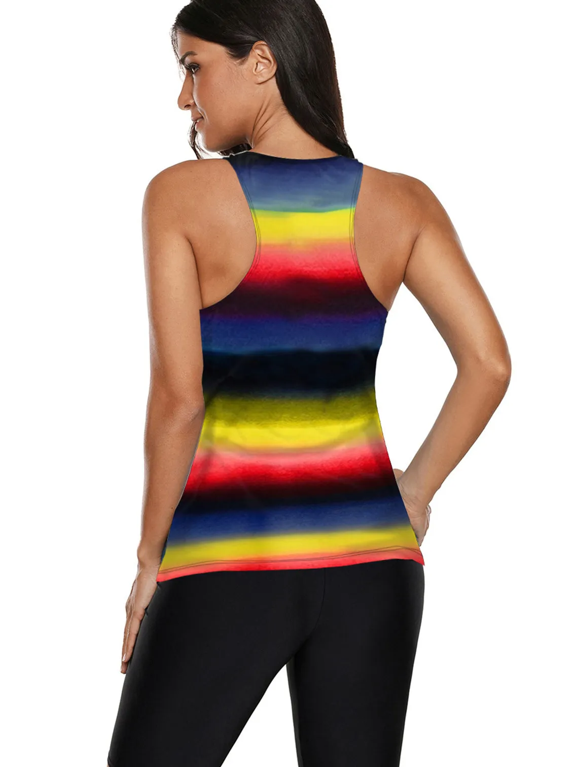 Striped Print Two Piece Women's Swimsuit