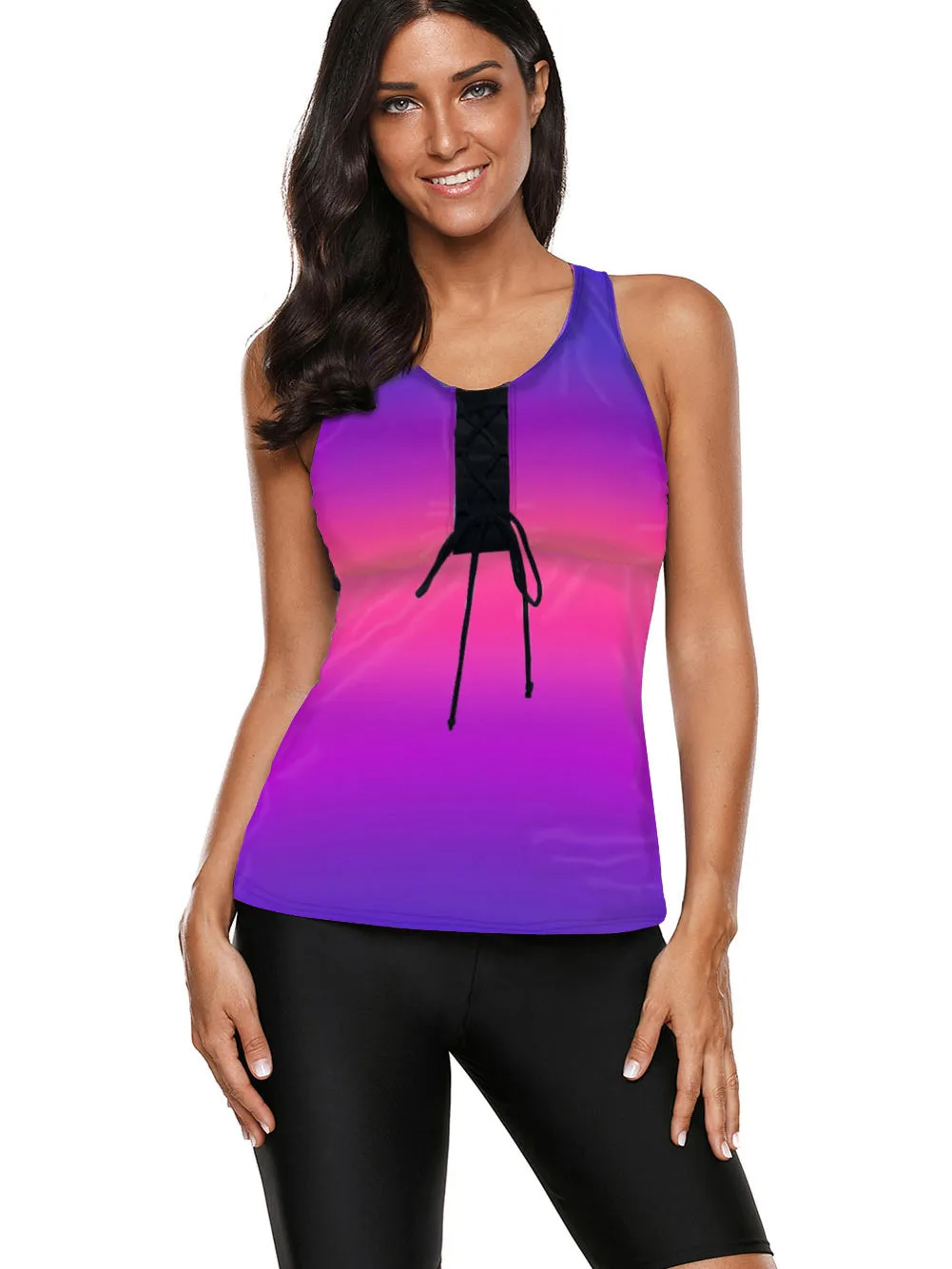 Striped Print Two Piece Women's Swimsuit
