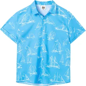 SURF CUZ Mens Casual Hawaiian Shirt Short Sleeve Stretch Button Down Quick Dry Beach Aloha Shirts