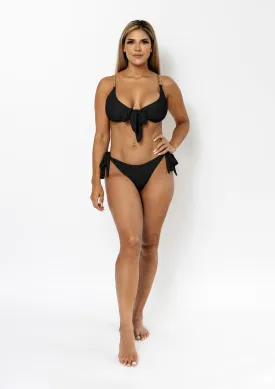 Tasha Tie Up Bikini Bottom - Black