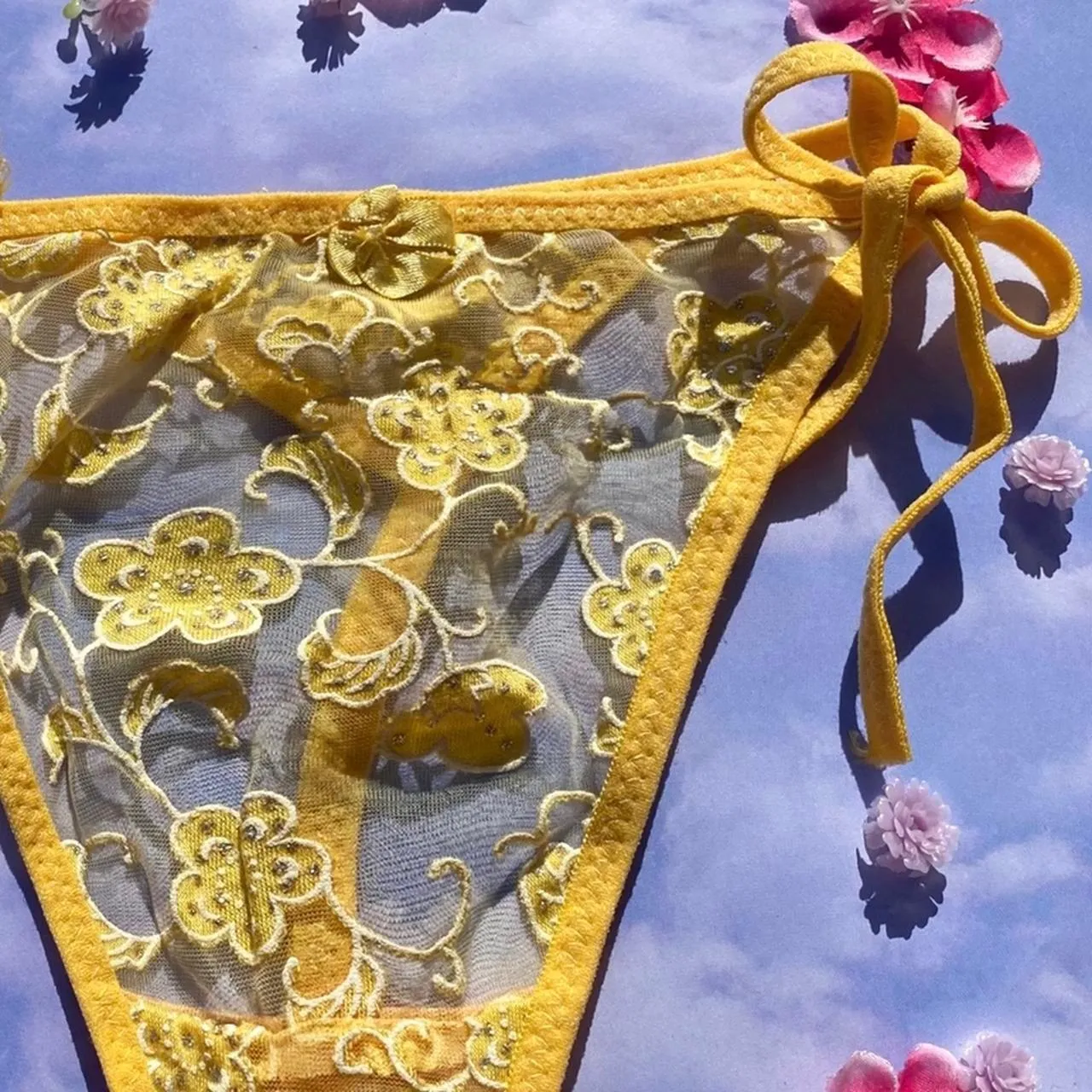 Tie Side Thong Panty | Yellow