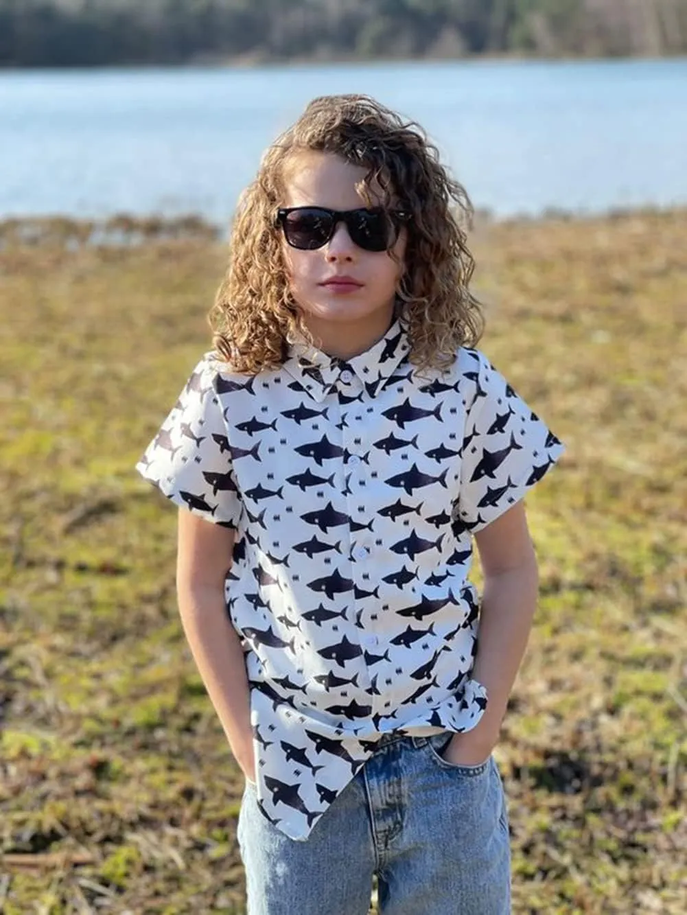 uideazone 2-10 Years Boys Button Down Shirts 3D Graphic Hawaiian Aloha Short Sleeve Dress Shirt Tops