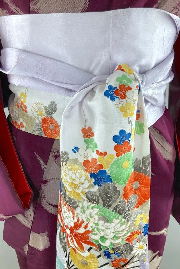 Vintage 1940s Purple Silver Floral Kimono