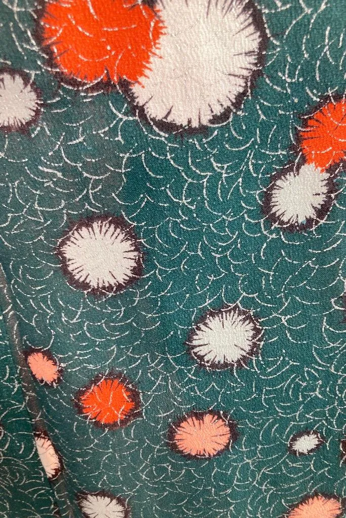Vintage Green & Pink Abstract Floral Kimono