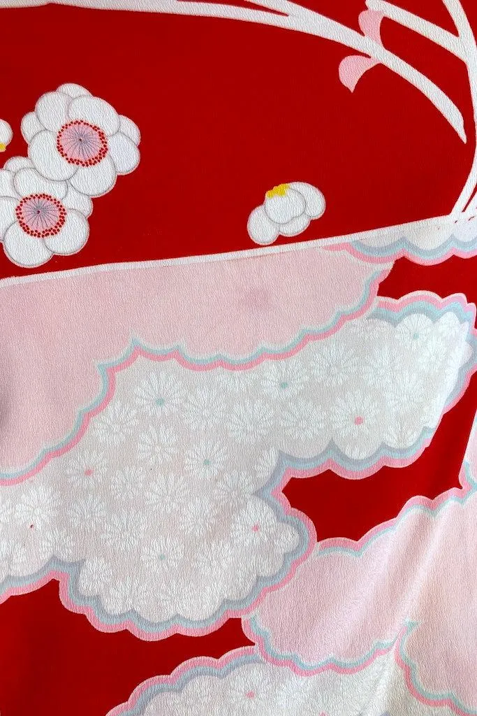 Vintage Pink & Red Patchwork Silk Juban Kimono