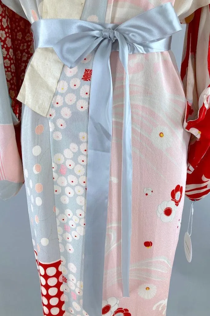 Vintage Pink & Red Patchwork Silk Juban Kimono