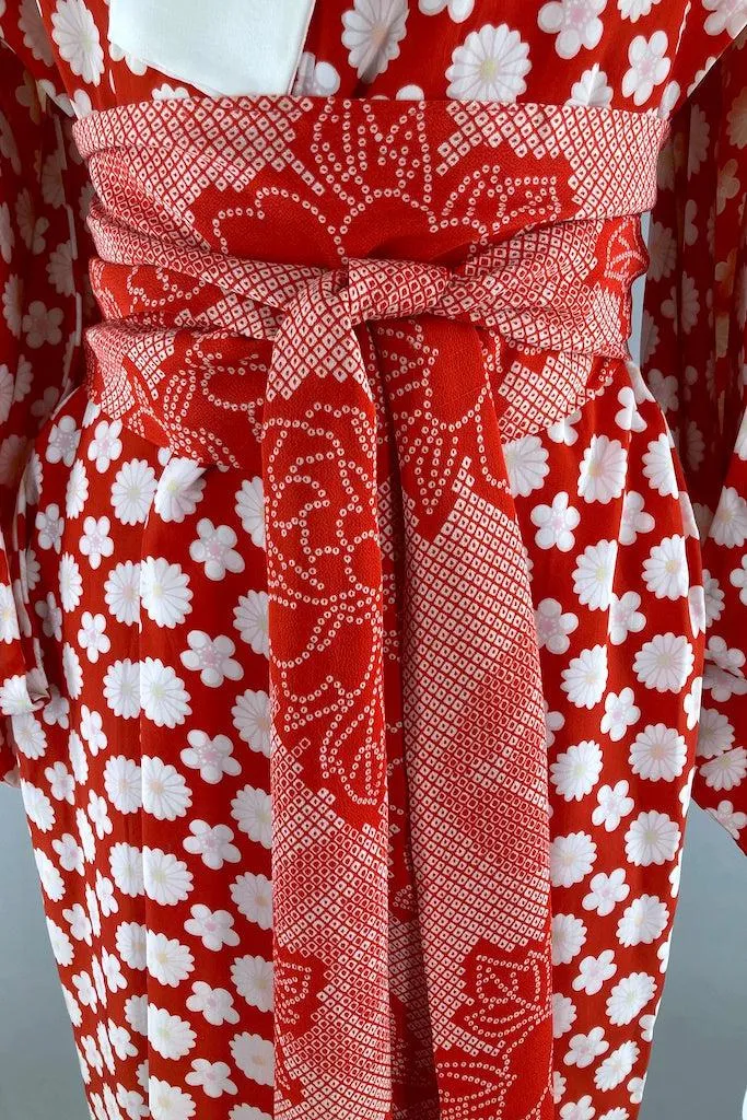 Vintage Red Daisy Kimono