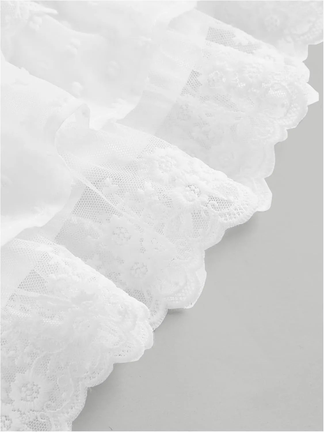 WDIRARA Women's Floral Lace High Waist Layered Ruffle Hem Skirt Elastic Waist Casual Mini Skirts