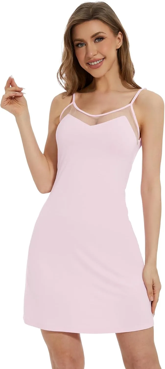 WiWi Bamboo Viscose Slip Nightgowns for Women Sexy Chemises Nightshirt Full Slips Spaghetti Strap Sleep Dress S-XXL