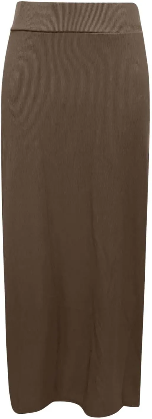 Women's High Waist Pencil Skirt, Casual Long Knit Skirt with Side Slit, Spring Pencil Slit Tummy Control Elastic High