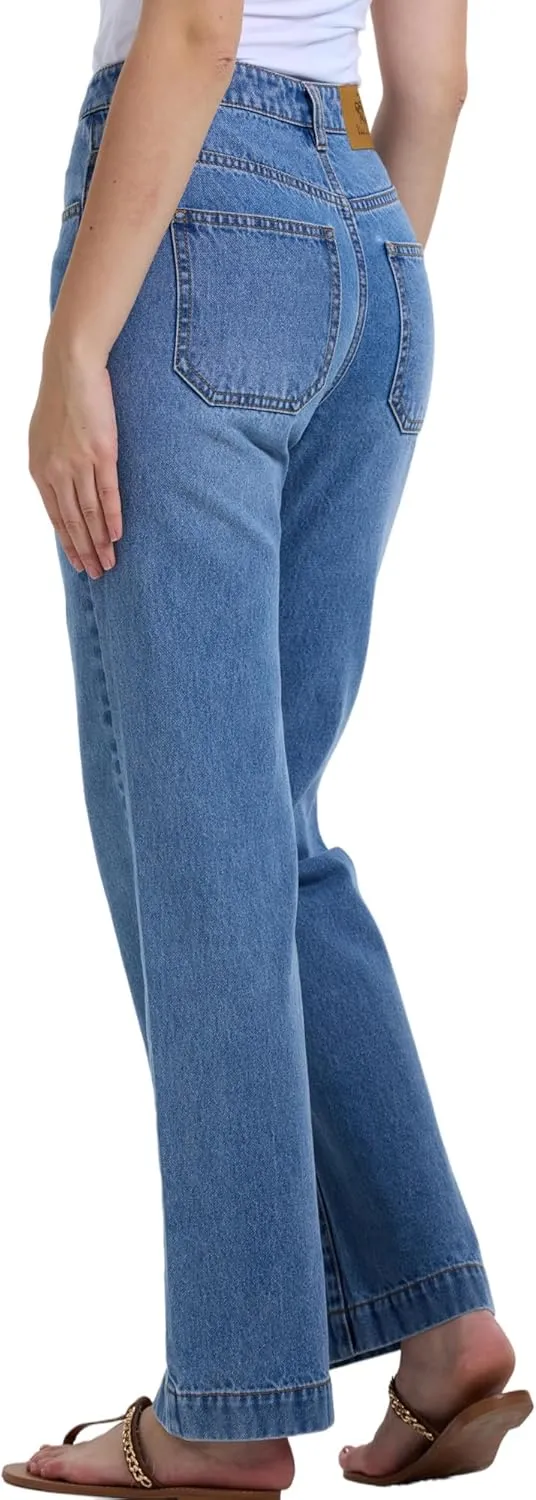Women's Jeans High Waisted Straight Wide Leg Tummy Control