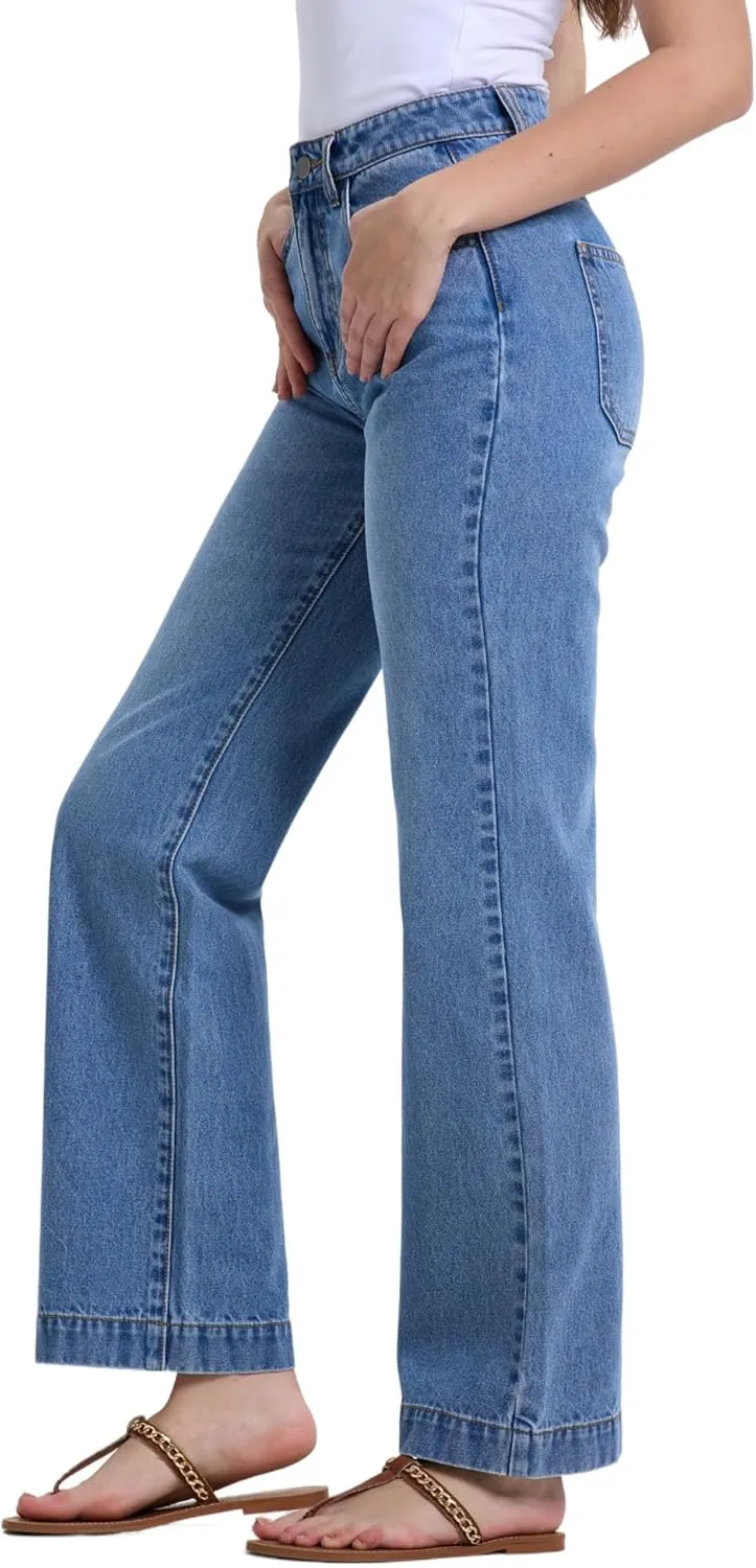 Women's Jeans High Waisted Straight Wide Leg Tummy Control