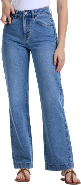 Women's Jeans High Waisted Straight Wide Leg Tummy Control