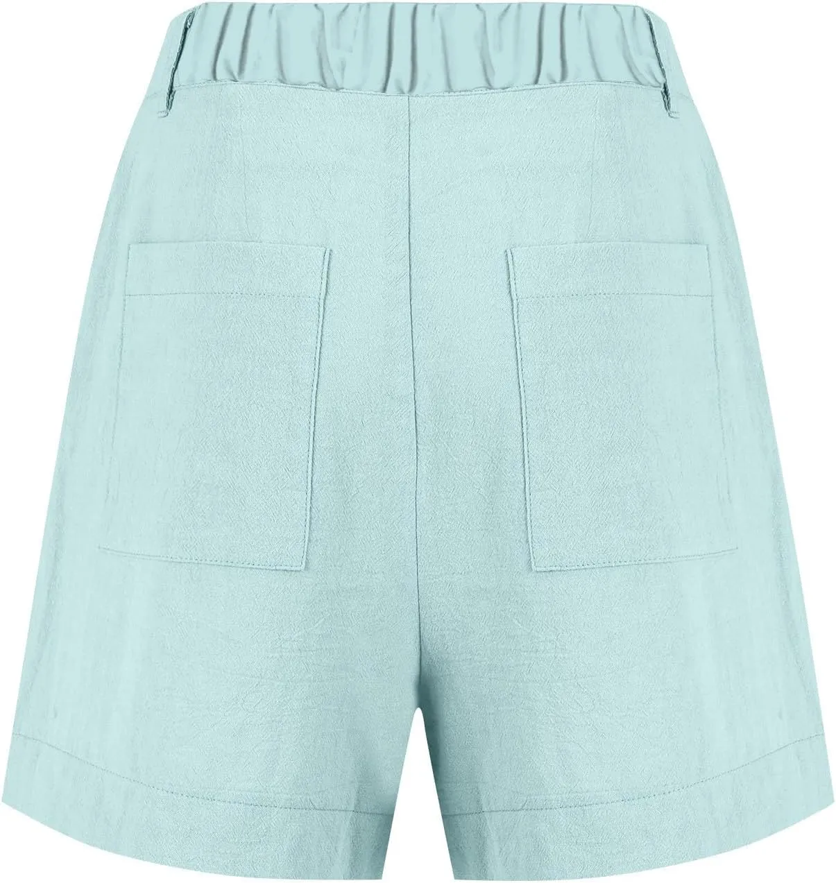 Womens Linen Shorts Casual Baggy Wide Leg Elastic High Waisted Shorts Business Dressy Work Short Trousers with Pocket