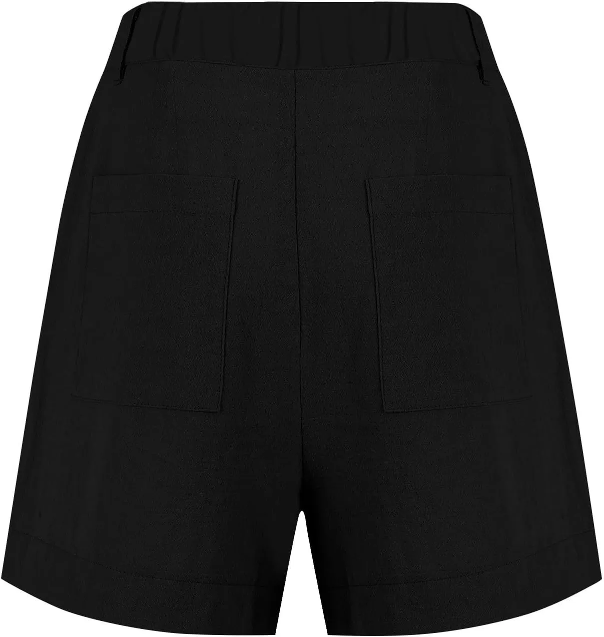 Womens Linen Shorts Casual Baggy Wide Leg Elastic High Waisted Shorts Business Dressy Work Short Trousers with Pocket