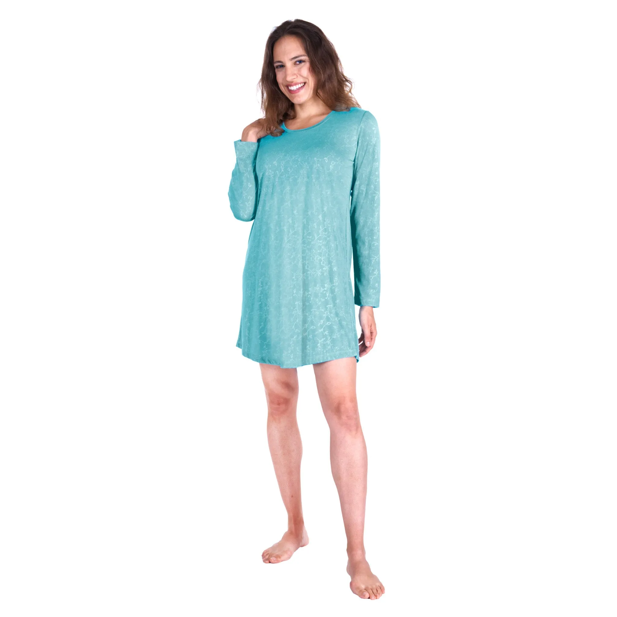 Women's Moisture Wicking Long Sleeve Scoop Neck Nightshirt