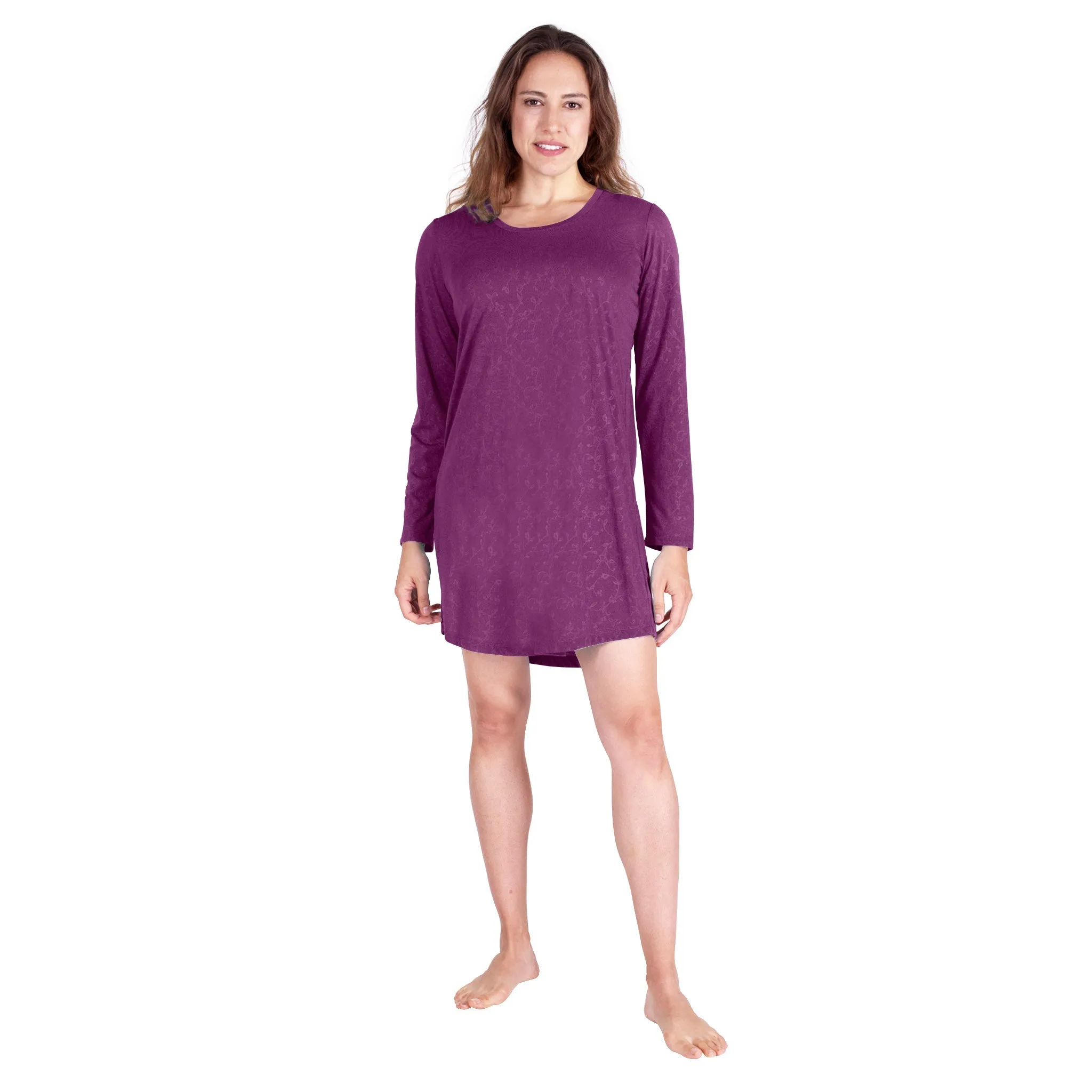 Women's Moisture Wicking Long Sleeve Scoop Neck Nightshirt
