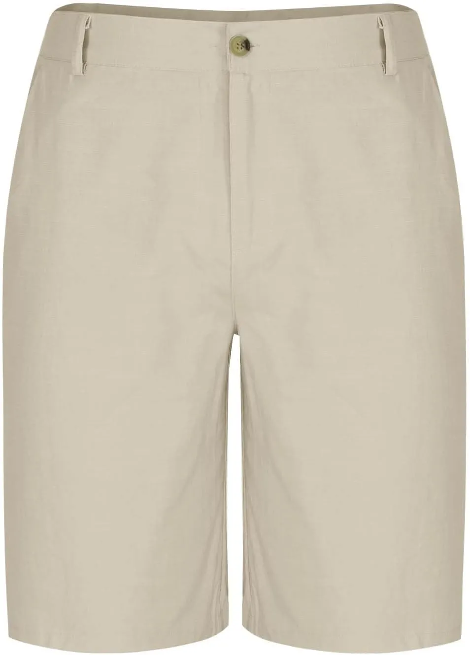 Xiaojmake Mens Linen Short Solid Summer Flat Front Casual Bermuda Shorts Button High Waisted Pleated Dress Short with Pockets