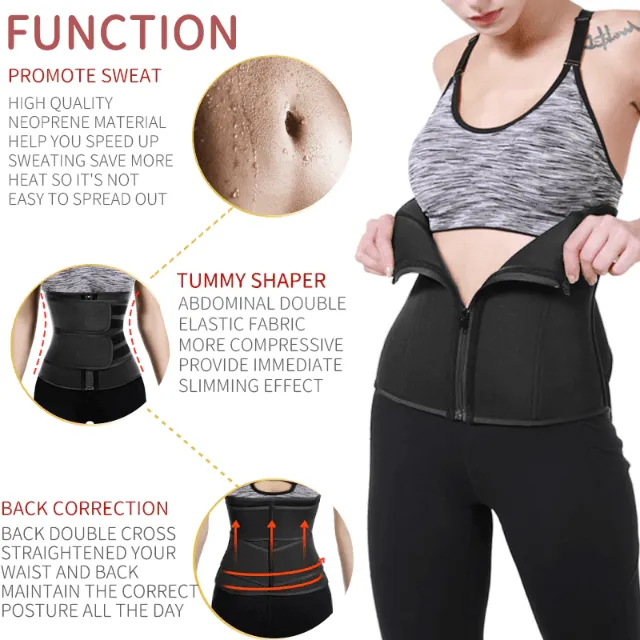 Zip & Hooks Waist Trainer 6 Steel Boned Corset Belt