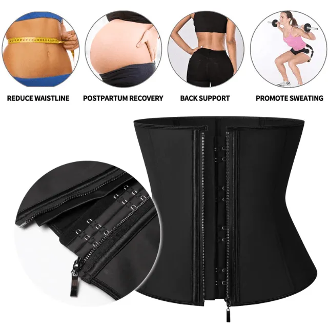 Zip & Hooks Waist Trainer 6 Steel Boned Corset Belt